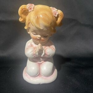 Pink Praying Girl Ceramic Figurine - Home Accent
